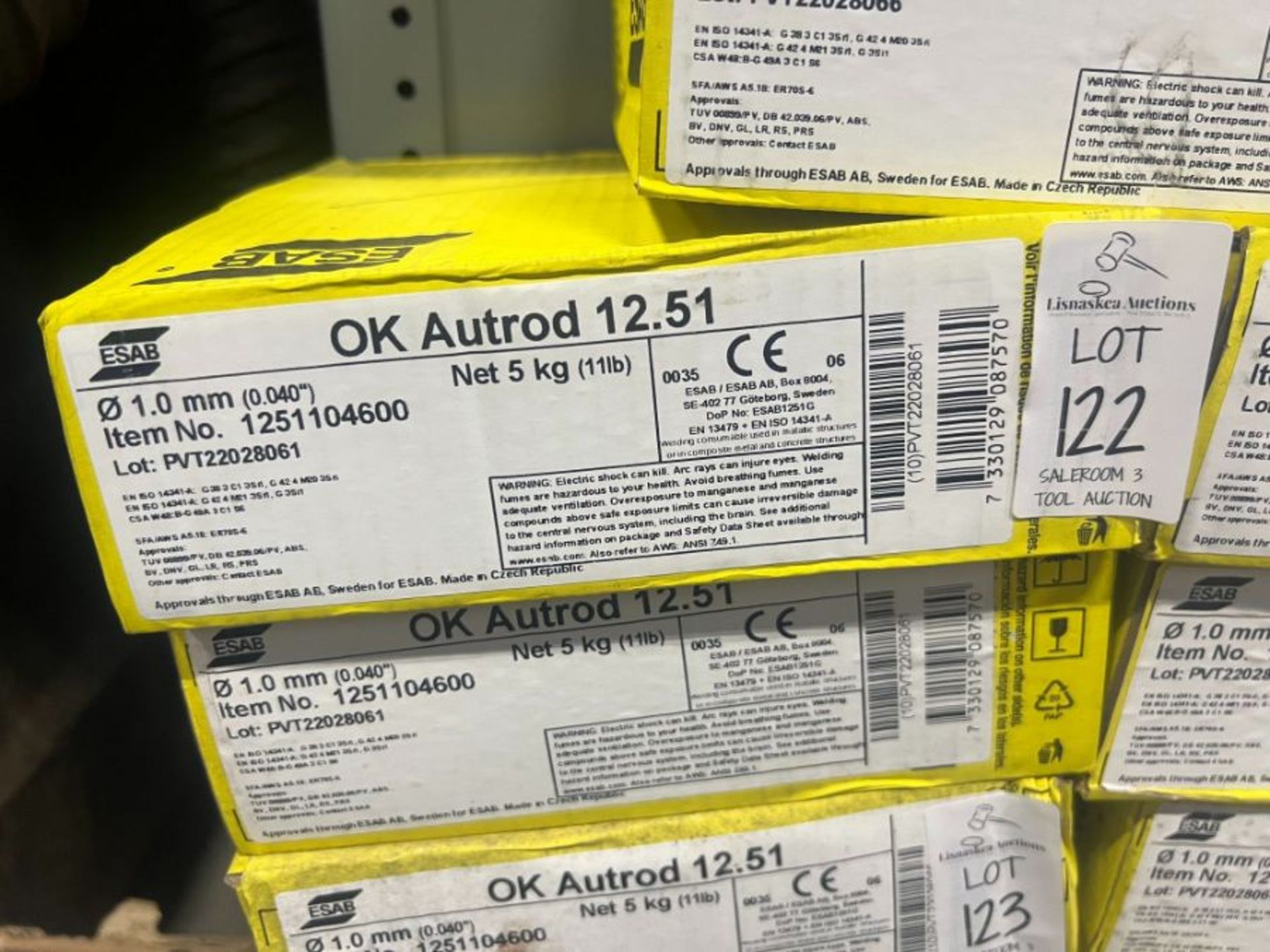 2X BOXES OF ESAB OK AUTROD 12.51 1MM WELDING WIRE (5KG)