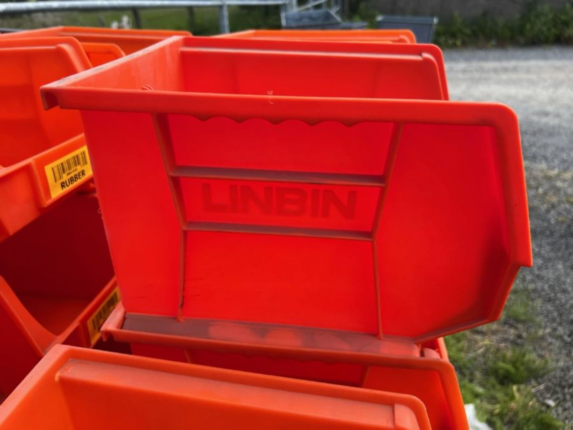 5X ORANGE STACKABLE LINBINS STORAGE TUBS - Image 2 of 2