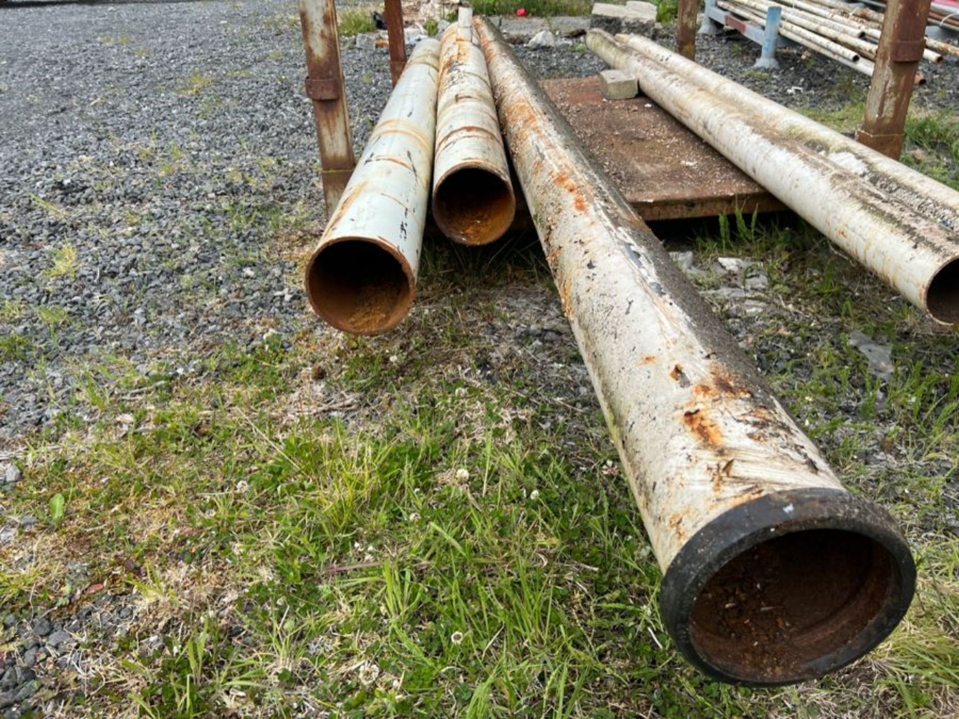 3X ASSORTED LENGTHS OF 6” HEAVY STEEL PIPE - Image 2 of 2