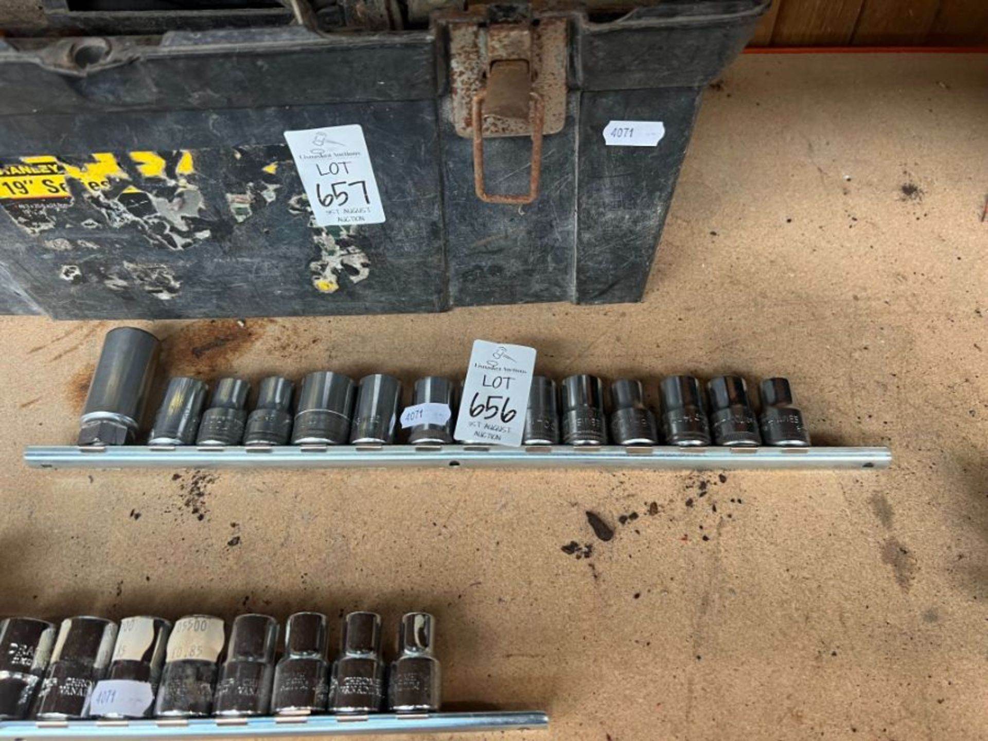 ROW OF ASSORTED BRIT TOOL SOCKETS