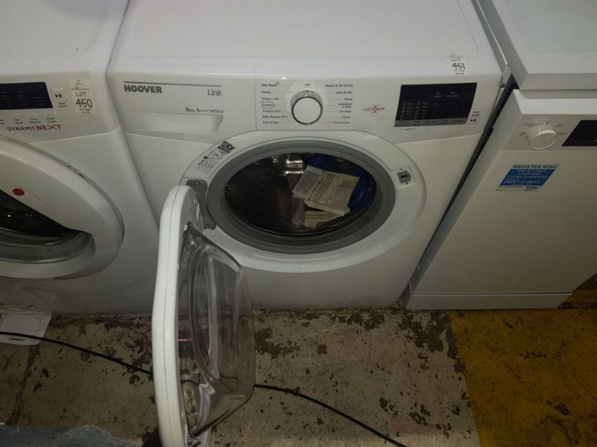 HOOVER LINK 8KG 1400RPM WASHING MACHINE (VAT TO BE ADDED TO HAMMER PRICE) - Image 4 of 4
