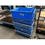 5X BLUE HEAVY DUTY PLASTIC STACKING TUBS
