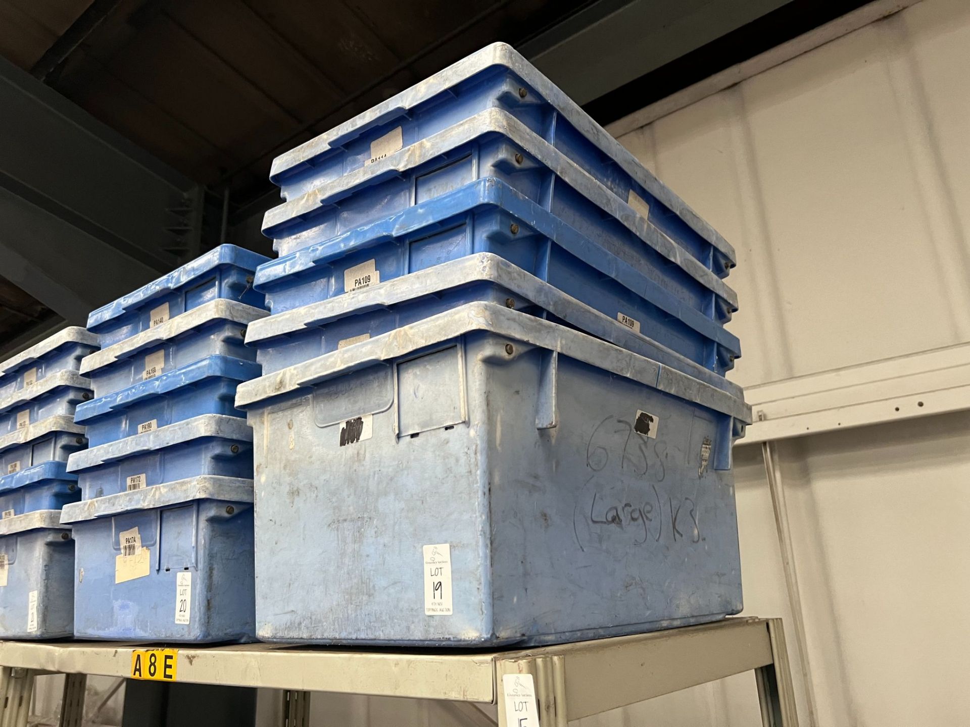 5X BLUE HEAVY DUTY PLASTIC STACKING TUBS - Image 2 of 2