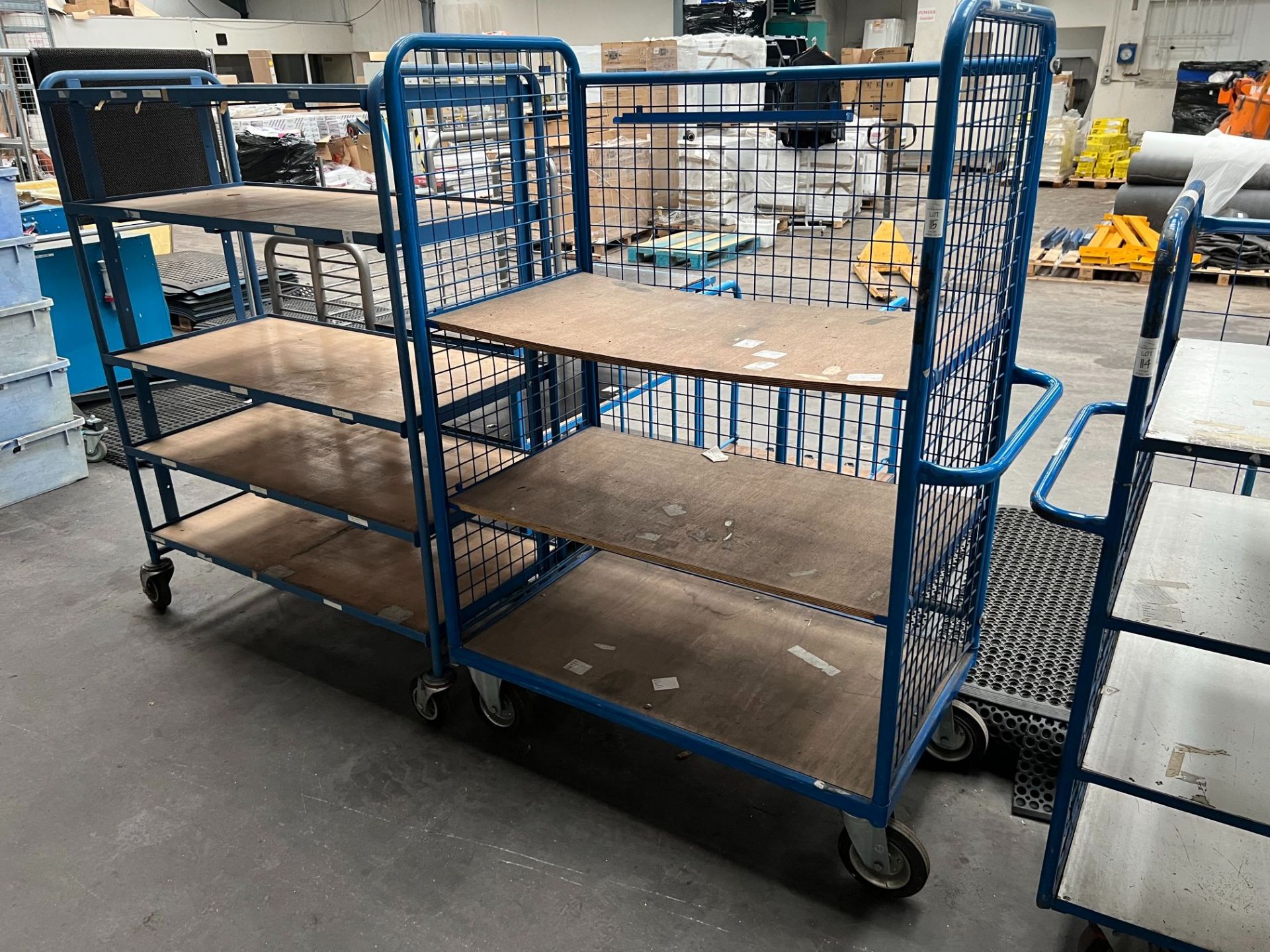 LARGE 3 TIER HEAVY DUTY TROLLEY WITH MESH SIDES (70" X 47" X 26")