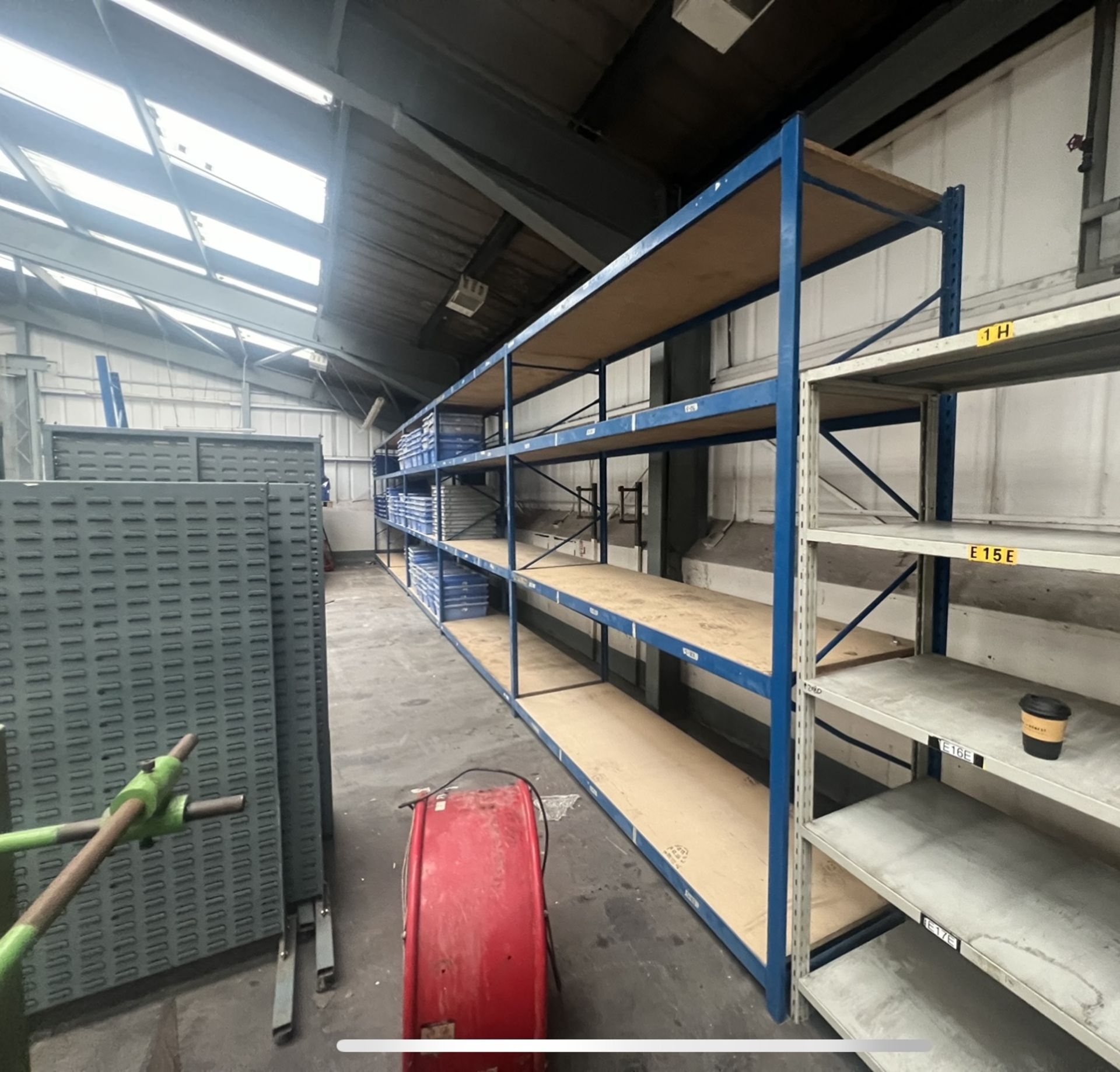 5X BAYS OF HEAVY DUTY RACKING (PER BAY SIZE 108" X 30.5 X 106.5"H) (6X UPRIGHTS, 20X 1" THICK TIMBER