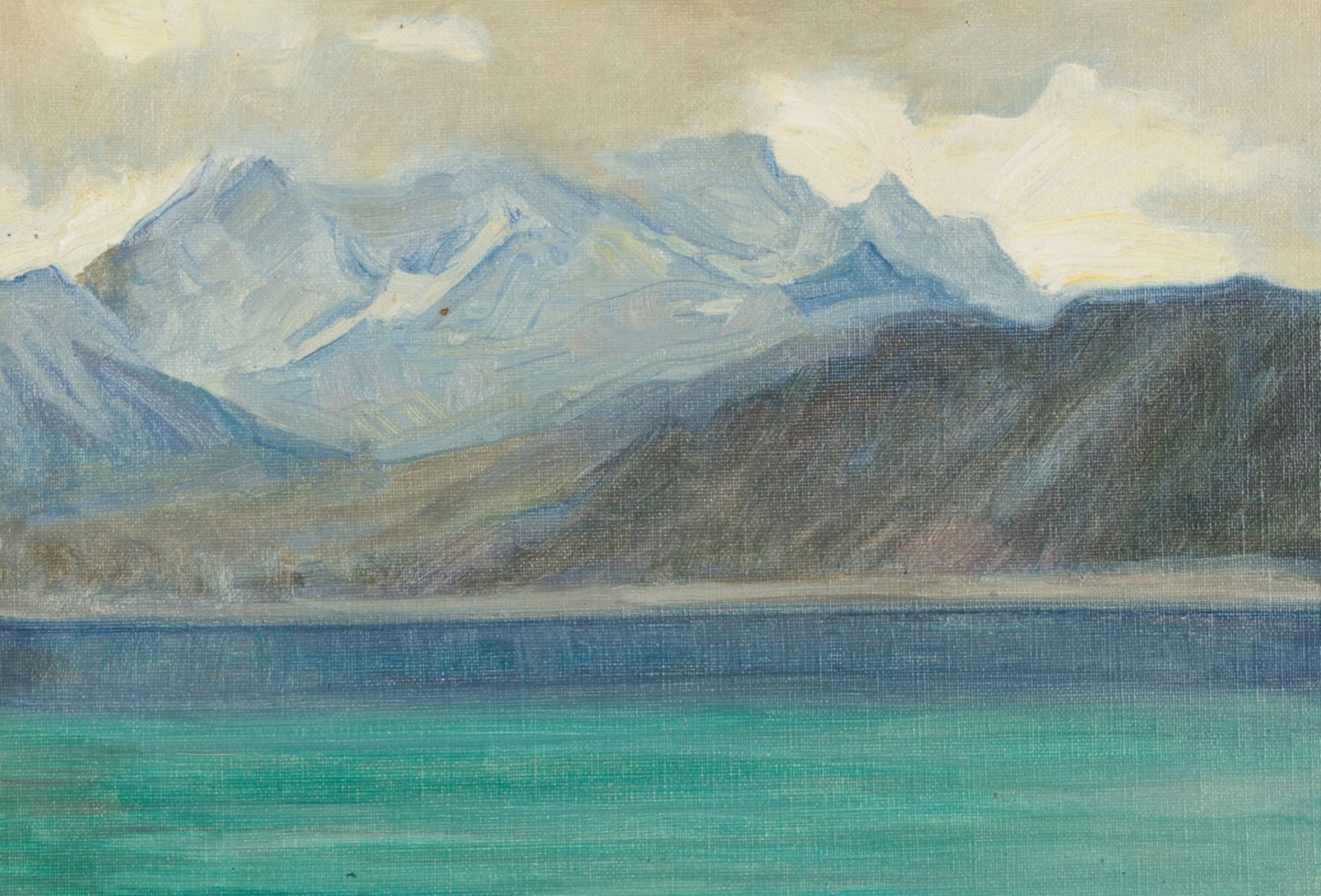 Bareuther, Liesl(1899-1970)Dachstein at the Gosauseeoil on panel verso with estate stamp8,5 x 12,6