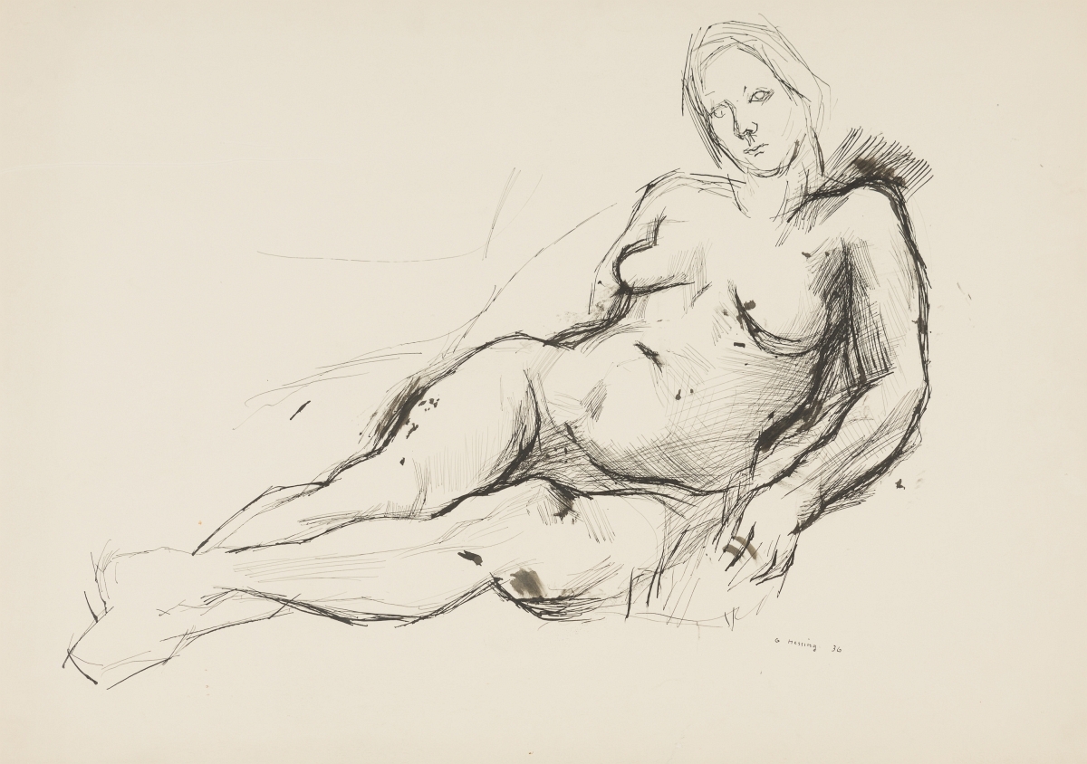 Hessing, Gustav(1909-1981)Reclining nude, (19)36ink on papersigned and dated lower right24 x 33,9