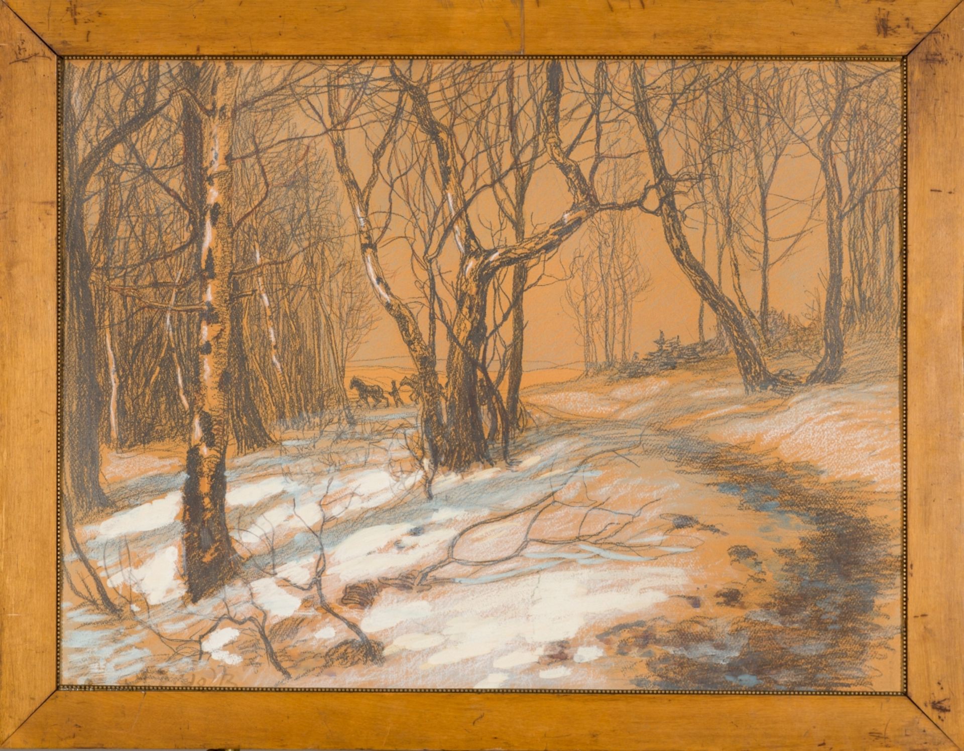 Goltz, Alexander Demetrius(1857-1944)The Vienna Woods in winter carbon and chalk on wooden - Image 2 of 6