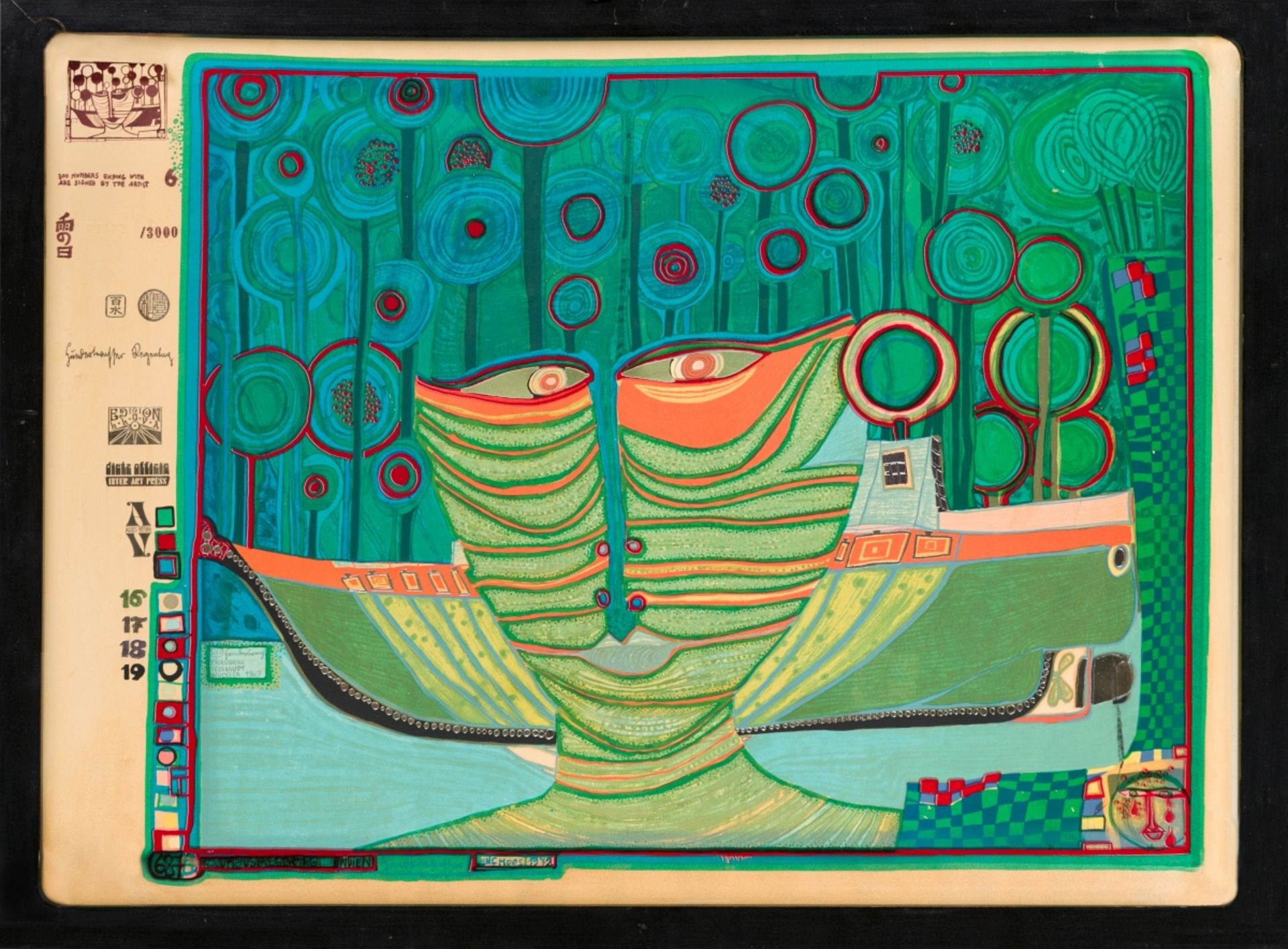 Hundertwasser, Friedensreich(1928-2000)Columbus rainy day in India, 1972Screen printing in 17