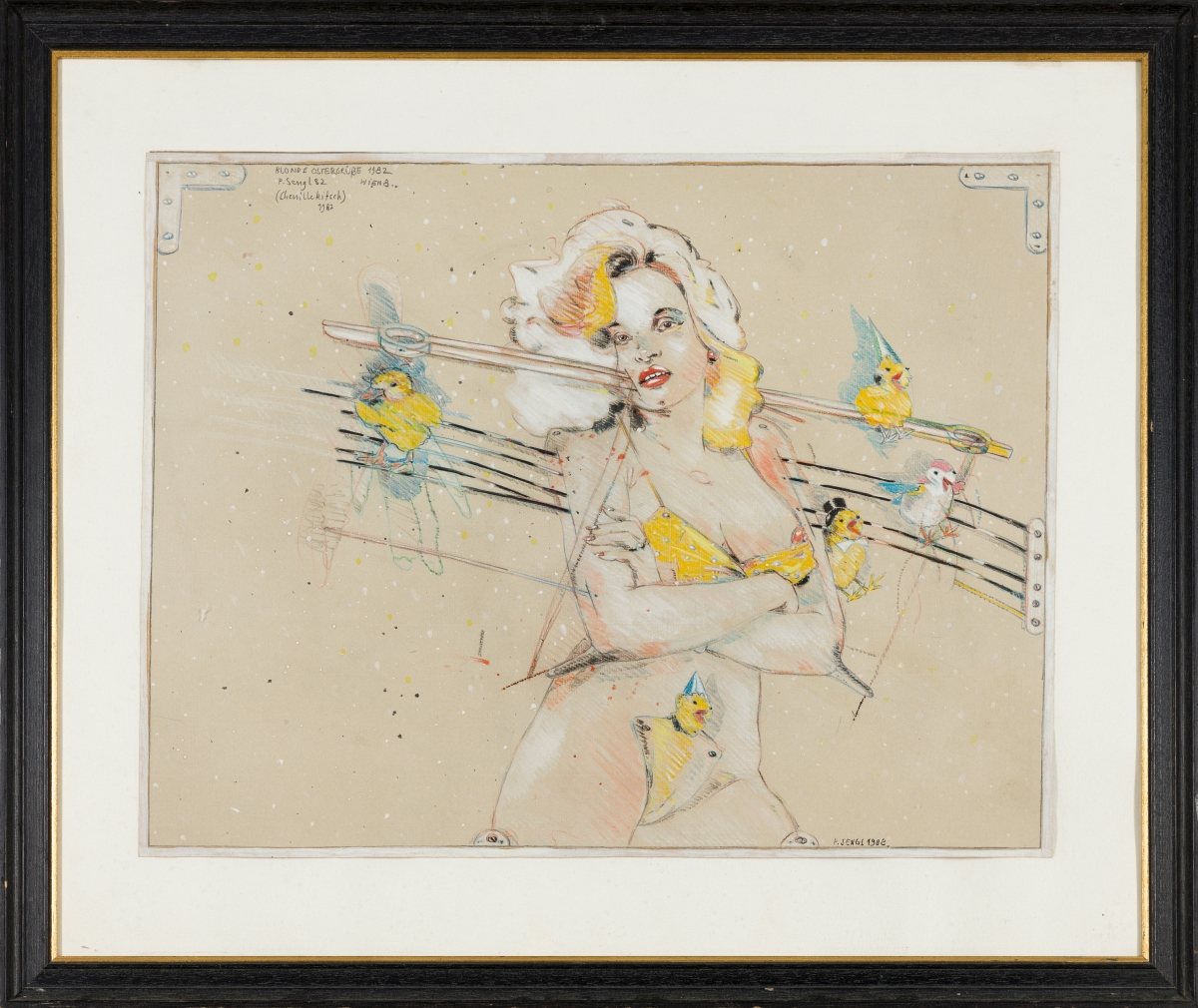 Sengl, Peter(*1945)Blonde Easter greetingscoloured pencil and gouache on papersigned and dated lower - Image 2 of 4
