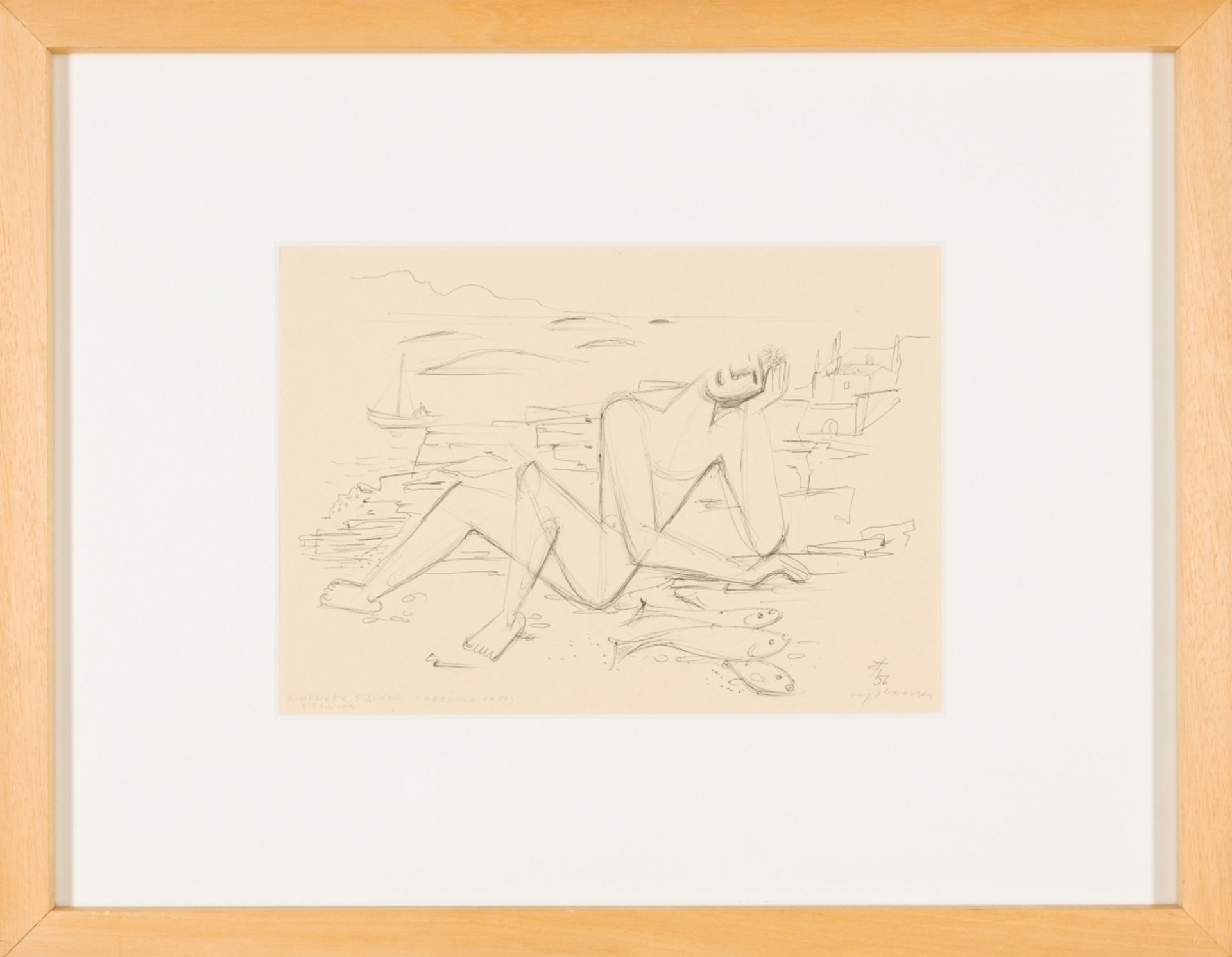 Hauser, Carry(1895-1985)Design for Resting Fisherman (Korcula 1956), (19)56biros on papersigned , - Image 2 of 4