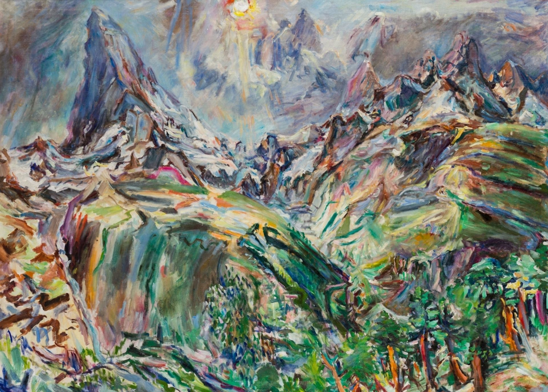Kokoschka, Oskar zugeschrieben(1886-1980)Matterhornoil on canvas37 x 50,8 inframedThe work,