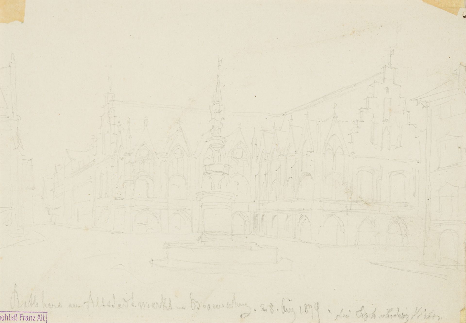 Alt, Franz(1821-1914)Kohlmarkt in Brunswick, 1879pencil on paperdated, titled and with estate