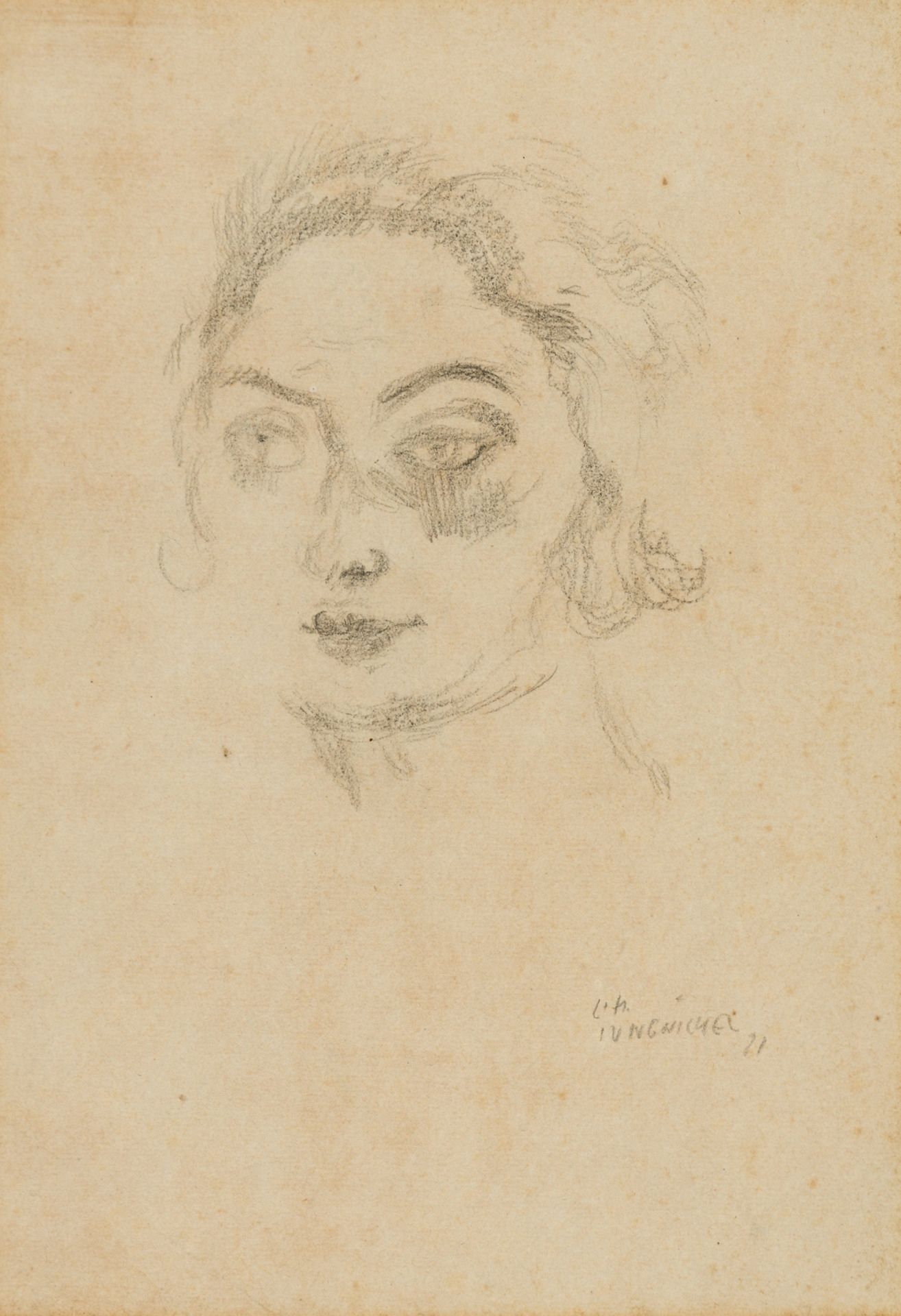 Jungnickel, Ludwig Heinrich(1881-1965)Portrait of a young lady, 1923graphite on papersigned and