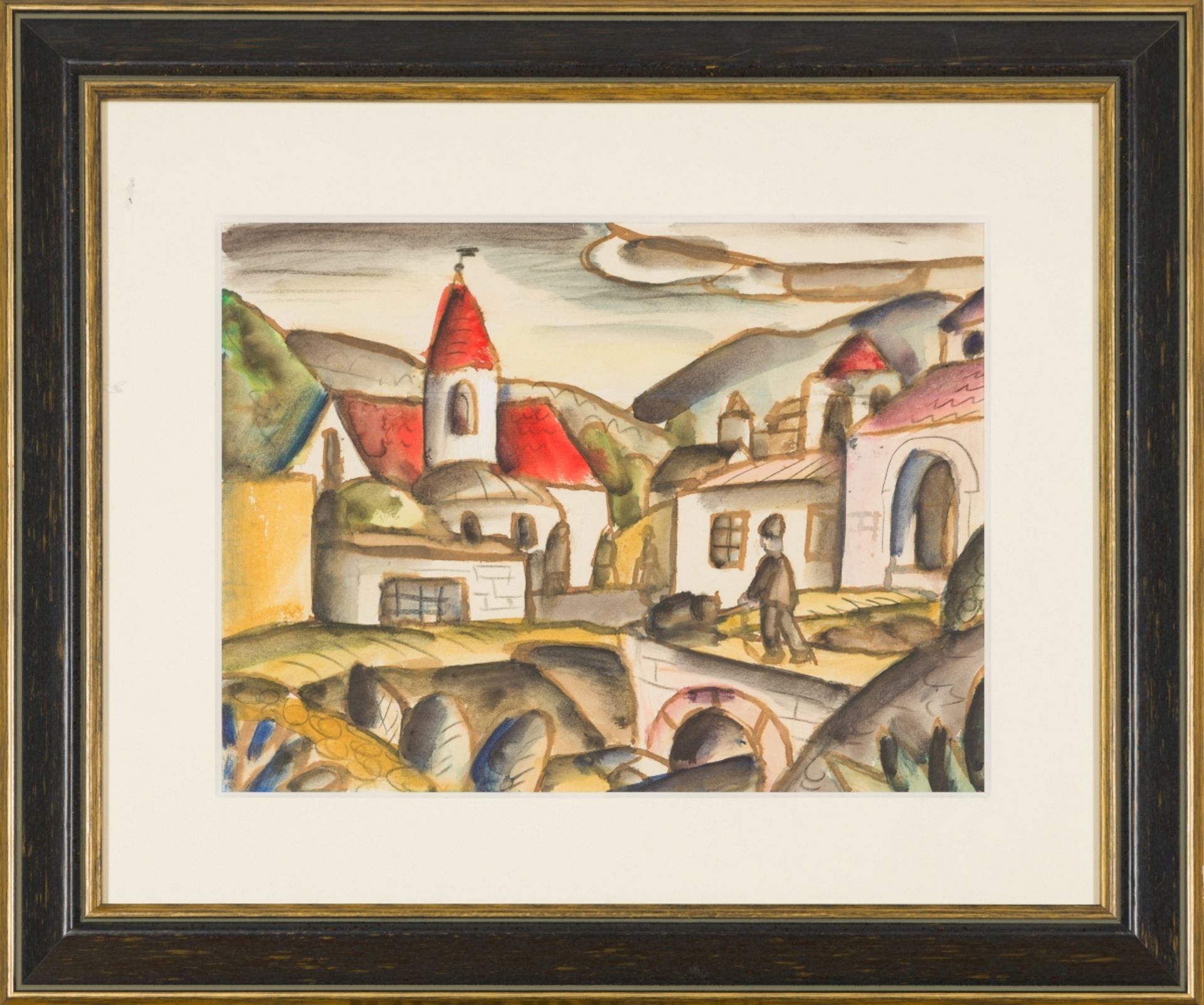 Zülow, Franz von(1883-1963)Village scenewatercolour on paperpassepartout cutout unopened 11 x 15 - Image 2 of 2