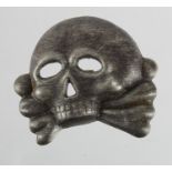 German 3rd Reich Allgemeine SS Totenkopf Death Head. Worn on the visor cap.