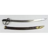 Dutch Hembrug Klewang Naval Cutlass M1898. Heavy curved blade 24" with clipped back point. Ricasso