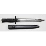 Bayonet L1A3 - 960 - 0257-B, bowie blade 8", good example in its steel scabbard