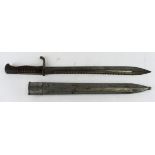 Bayonet German WW1 mod 98/05 Saw back butchers bayonet in a very scarce ersatz metal scabbard.