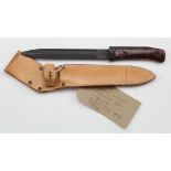 Czech VZ-57 assault rifle knife bayonet with short tang grip. In unissued condition, in its