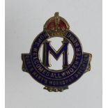 Badge WW1 Queen Mary's Workshop, Brighton, Sussex brass & enamel badge - This workshop was