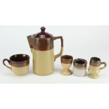 German Africa Corps 1941 dated breakfast set with coffee pot, cup, milk jug, egg cup, sugar bowl.