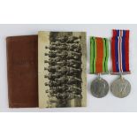 ATS WW2 service and pay book Defence and War medals with group photo to W/237396 Madeline E Holden