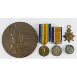 1915 Star Trio + Death Plaque for 15094 Pte Wilfred Burbidge 9th Norfolks. Killed In Action 18th