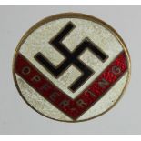 German 3rd Reich Opfer Ring (Donors Circle) Badge. Given to those who financially supported the N.