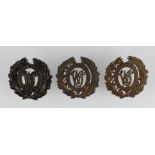 Badges - 3x original Officers bronze West Indies Regt. Military hat badges - all have 2 lugs to