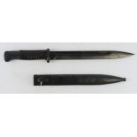 German KAR98 K Model 1884/98 knife bayonet 3rd pattern, blued blade 10", ricasso marked "42 CRS",