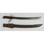 Cutlass, a Dutch Heiho Klewang, curved blade 18". Modified crossguard which doesn't incorporate
