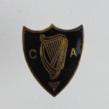Badge - Irish WW2 Local Security Force brass & enamel badge. Has a crescent lapel fitting to