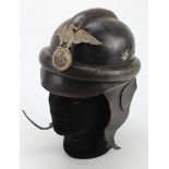 German 3rd Reich N.S.K.K Motorcyclist Leather Helmet. With insignia that it was with a