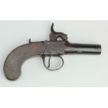 English percussion lock pocket pistol, with safety catch a/f, proof marked. (length approx 15 cm)