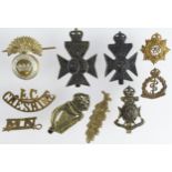 Badges (10) - Military - all original, various - includes 3x London Regiment hat badges, various,