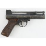 Air Pistol, Webley "Mk I", .177 calibre, some wear to bore. GB. USA & Canada Patent dates. In GWO,