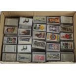 Large box of Cigarette Card full sets in plastic cases, including Wills, S.Mitchell, Carreras,