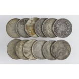 India (12) silver Rupees: 1835 x2, 1840 x2, 1862, 1877 x4, 1882, 1892, and 1893; nF to VF