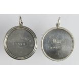 Scottish silver prize medals (x2), comprising one for the Skene Games in 1876 - maker B.B.& an