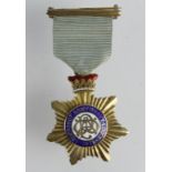 Masonic - Silver gilt & enamel Members Jewel / medal for Aldershot Army & Navy Lodge No. 1971 (has 6