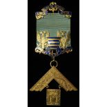 Masonic Jewel: Elias de Derham Lodge hallmarked 18ct gold jewel to Worshipful Master William Britton