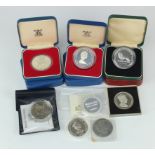 GB & World proof commemorative coins and medals (11) 1960s-1990s, mostly silver (toned)
