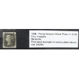 GB - 1840 Penny Greyish-Black Plate 11 (C-F) four margins, no faults, fine used example of the