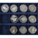 GB Silver Proof Crowns / Five Pounds (10) 1972, 77 x2, 80, 81, 93 x2, 96, 99 & 2009. aFDC/FDC all in