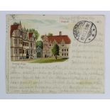 Oxford Trinity College court-size postcard, stamped 1d with Wantage 17 AUG 1899 postmark to