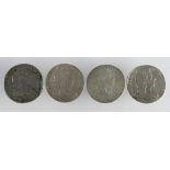 Halfcrowns (4) William III: 1696, 1696E, 1697B, and 1697y, Fair to GF