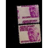 USA misplaced perforation error two-way shift 1965 Prominent Americans (John Dewey) 30c stamp, Scott