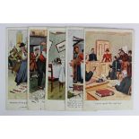 Suffragette political social history comic postcards. A part set (5/6) of comic cards published by