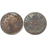 Shilling 1712 roses & plumes, deeply toned F/GF